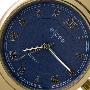 Reloj acero inoxidable dorado con dial azul