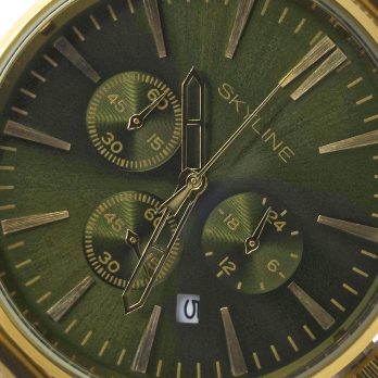 Reloj de acero inoxidable dorado y verde