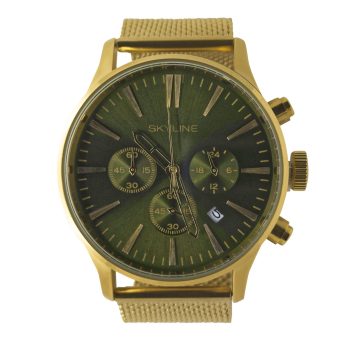 Reloj de acero inoxidable dorado y verde