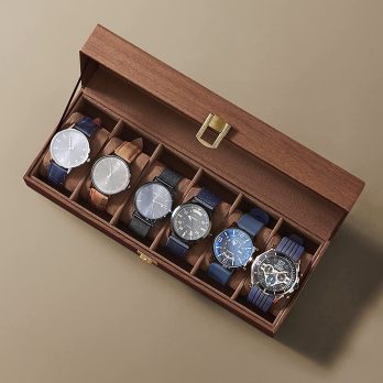 Caja Relojes con 6 compartimentos marrón